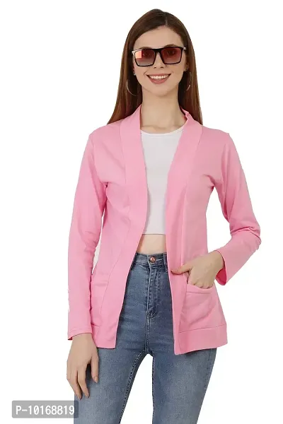 DDASPRATION Women's Pocket Shrug (Pocket,Baby Pink)