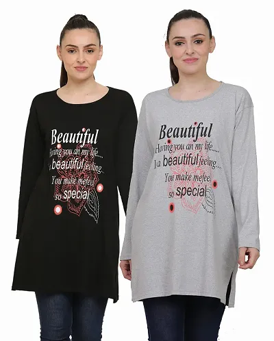 DDASPRATION Women Cotton Long T-Shirt