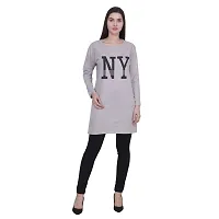 DDASPRATION Women Cotton Full Sleeve Printed Long T-Shirt (Large, Light Grey)-thumb3