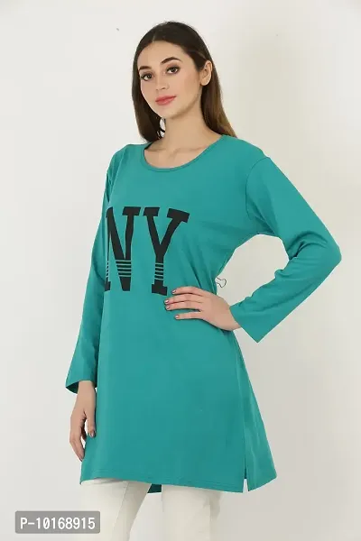 DDASPRATION Women Cotton Full Sleeve Printed Long T-Shirt (Large, RAMAGREEN)-thumb3