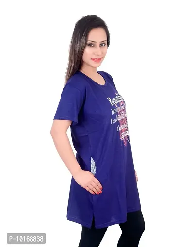 DDASPRATION Women's Printed Pocket Long T-Shirt (BTF,Royal Blue)-thumb2