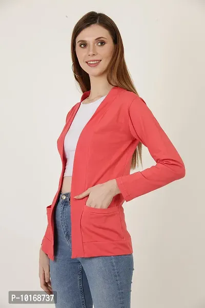 DDASPRATION Women's Pocket Shrug (Pocket,Orange)-thumb3