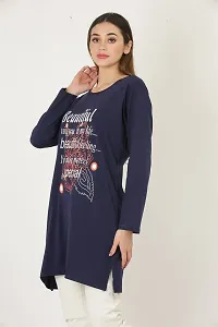 DDASPRATION Women's Printed Long T-Shirt Full Sleeve (BTF,Navy Blue)-thumb3