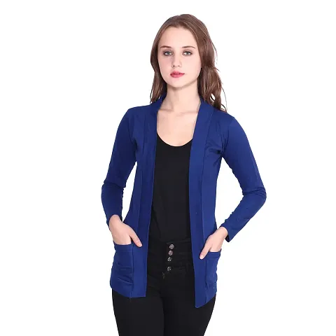 DDASPRATION Women's Pocket Shrug (Pocket,Royal Blue)