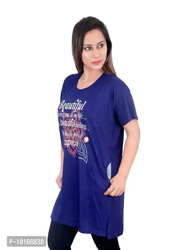 DDASPRATION Women's Printed Pocket Long T-Shirt (BTF,Royal Blue)-thumb3