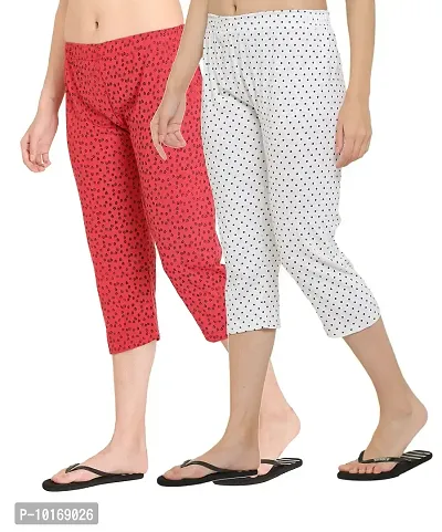 Ddaspration Women Cotton Printed Capri Combo-thumb0