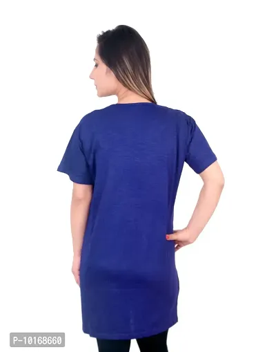 DDASPRATION Women Printed Long T-Shirt (Firozi,Royal Blue)-thumb5