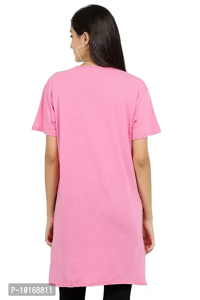DDASPRATION Women's Printed Pocket Long T-Shirt (BTF,Baby Pink)-thumb4