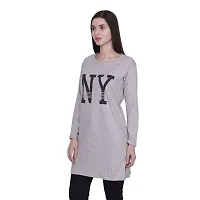 DDASPRATION Women Cotton Full Sleeve Printed Long T-Shirt (Large, Light Grey)-thumb2