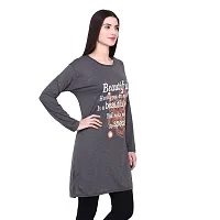 DDASPRATION Women's Printed Long T-Shirt Full Sleeve (BTF,Dark Grey)-thumb1