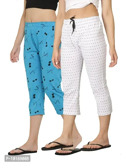 Ddaspration Women Cotton Printed Capri Combo