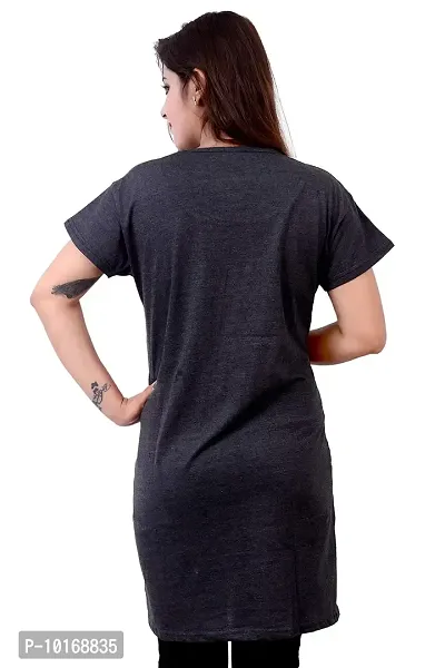 DG STAR Women Printed Pocket Long T-Shirt (X-Large, Dark Grey)-thumb3