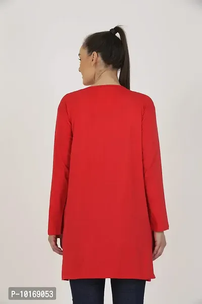 DDASPRATION Women's Cotton Long T-Shirt (X-Large, RED)-thumb3
