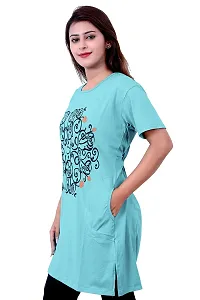 DDASPRATION Women Printed Long T-Shirt (2.0-Firozi,Maroon)-thumb2