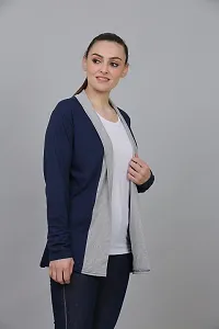 DDASPRATION Women's Cotton Shrug (Boder,Navy Blue)-thumb1