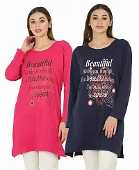 DDASPRATION Women Cotton Long T-Shirt (Pack of 2)-thumb1