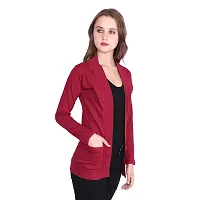 DDASPRATION Women's Pocket Shrug (Pocket,Maroon)-thumb1