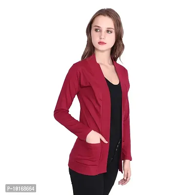 DDASPRATION Women's Pocket Shrug (Pocket,Maroon)-thumb2