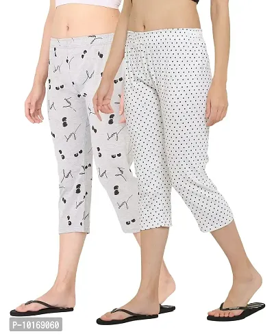 Ddaspration Women Cotton Printed Capri Combo