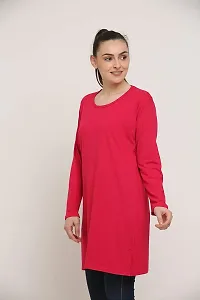 DDASPRATION Women's Cotton Long T-Shirt (Plain,Dark Pink)-thumb3