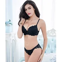 Stylish Black Bra  Panty Set For Women-thumb1