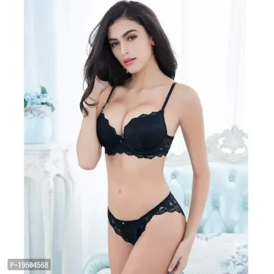 Stylish Black Bra  Panty Set For Women-thumb2