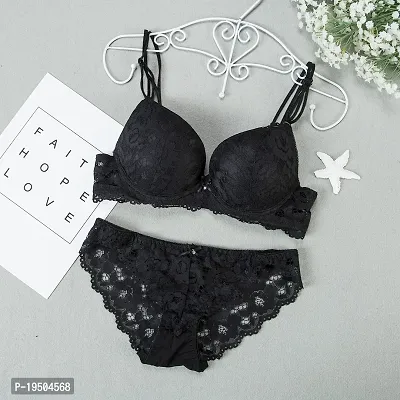 Stylish Black Bra  Panty Set For Women-thumb0