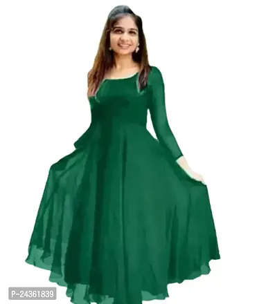 JAY ALAKHDHANI TRENDZ Women's Solid Georgette Lightweight and Comfortable Half Sleeve Latest Kurti (D_B_5016-Green-Large)-thumb0