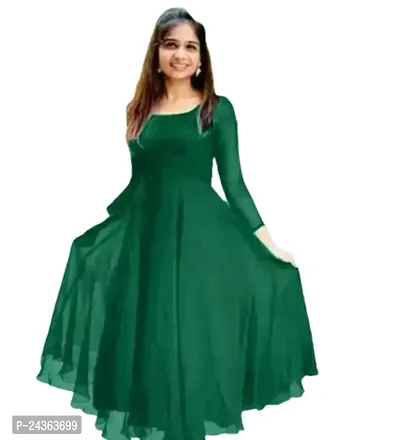 JAY ALAKHDHANI TRENDZ Women's Solid Georgette Lightweight and Comfortable Half Sleeve Latest Kurti (D_B_5014-Green-Small)