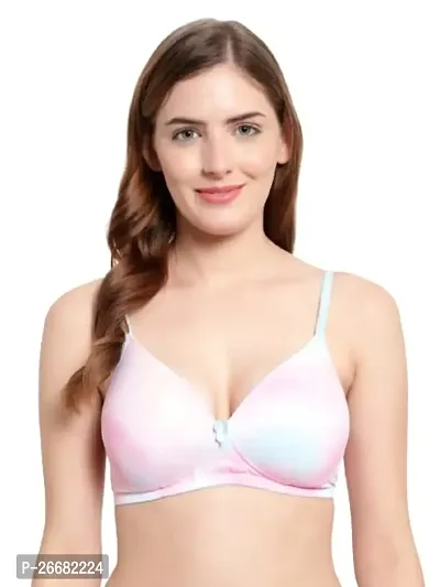 Wemora Women's Cotton Elastane Light Padded Fully Coverage t-Shirt Bra Wire Free Regular. (40, Light Pink)