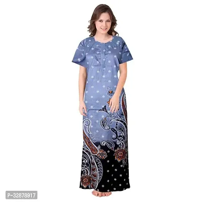 Stylish Cotton Printed Short Sleeves Nighty For Women-thumb0