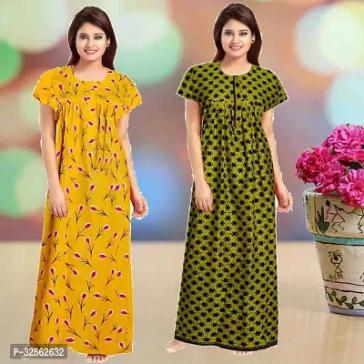 Comfortable Multicoloured Cotton Nighty For Women Pack of 2