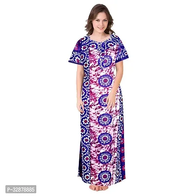 Stylish Cotton Printed Short Sleeves Nighty For Women