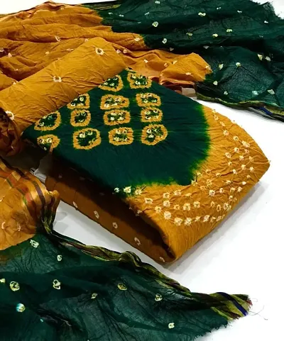 Bridal Cotton Bandhani Dress Material with Dupatta