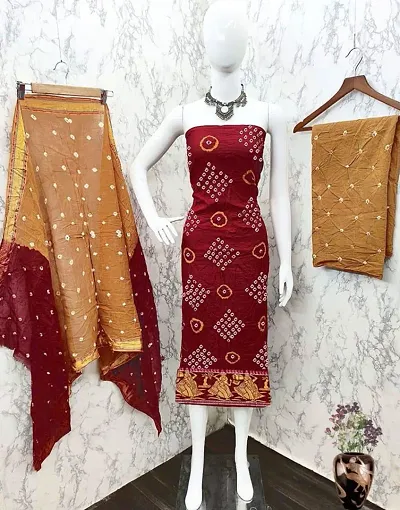 Ethnic Bandhej Printed Cotton Dress Material