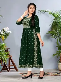 Designer Green Embroidered Rayon Kurta For Women-thumb1