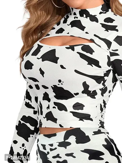 Contemporary White Polyester Spandex Printed Co-Ords Sets For Women-thumb4