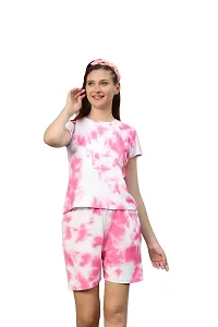 Contemporary Pink Polyester Spandex Printed Co-Ords Sets For Women-thumb1