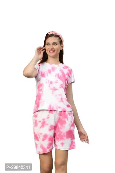 Contemporary Pink Polyester Spandex Printed Co-Ords Sets For Women-thumb2