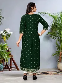 Designer Green Embroidered Rayon Kurta For Women-thumb2