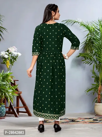 Designer Green Embroidered Rayon Kurta For Women-thumb3