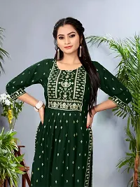 Designer Green Embroidered Rayon Kurta For Women-thumb3