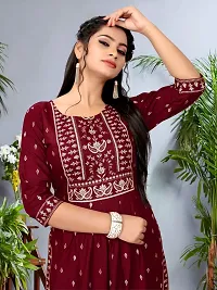 Designer Maroon Embroidered Rayon Kurta For Women-thumb3