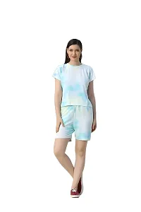 Contemporary Blue Polyester Spandex Printed Co-Ords Sets For Women-thumb2