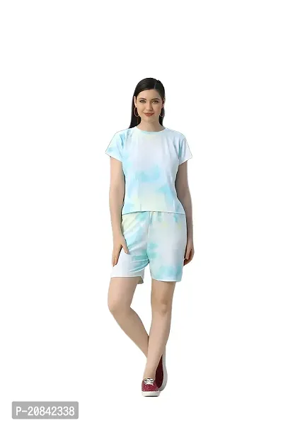 Contemporary Blue Polyester Spandex Printed Co-Ords Sets For Women-thumb3