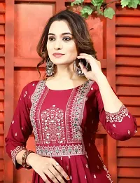 Designer Maroon Embroidered Rayon Kurta For Women-thumb3