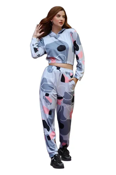 Contemporary Polyester Spandex Printed Co-Ords Sets For Women