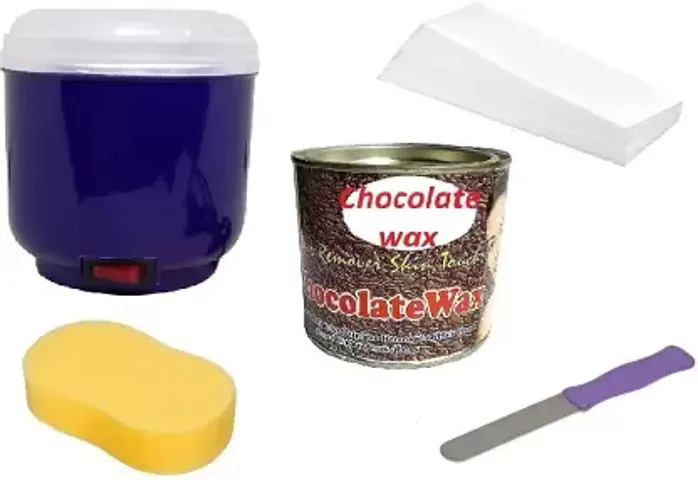 CL Wax Combo Machine Wax Heater Machine Automatic Electric Wax Heater Device,Body Wax (600 g) Tin Can, Non-Woven Waxing Strips (70 Strips), Wax Knife and Cleansing Sponge' Waxing Kit (CHOCOLATE)