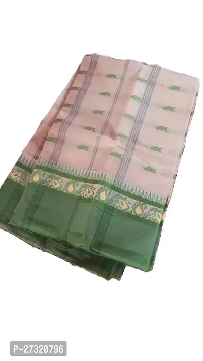 Beautiful Off White Cotton Saree with Blouse piece For Women