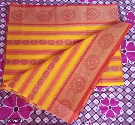 Beautiful Mustard Cotton Saree with Blouse piece For Women-thumb0